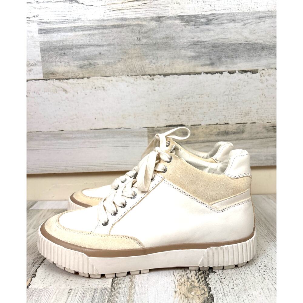 Dolce Vita Womens 9.5 White Leather Platform Sneakers Minimalist Lace Up Luxe